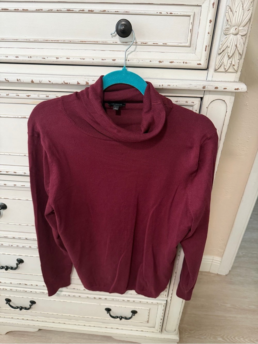 Talbots Wine Red Cowl Neck Sweater